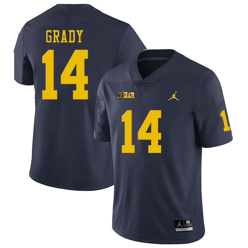 Men #14 Kyle Grady Michigan Wolverines College Football Jerseys Sale-Navy